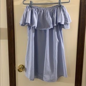 Zara striped blue and white strapless dress